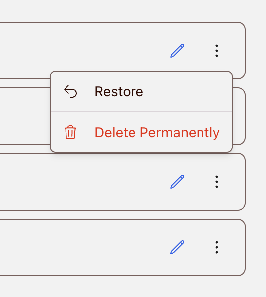 Restore deleted project action