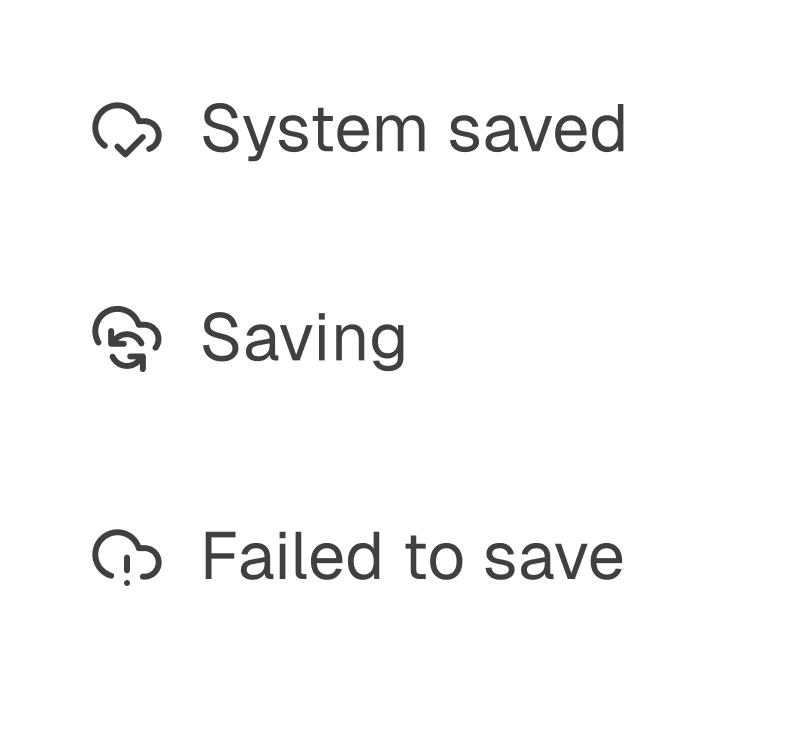 Project saving status indicator